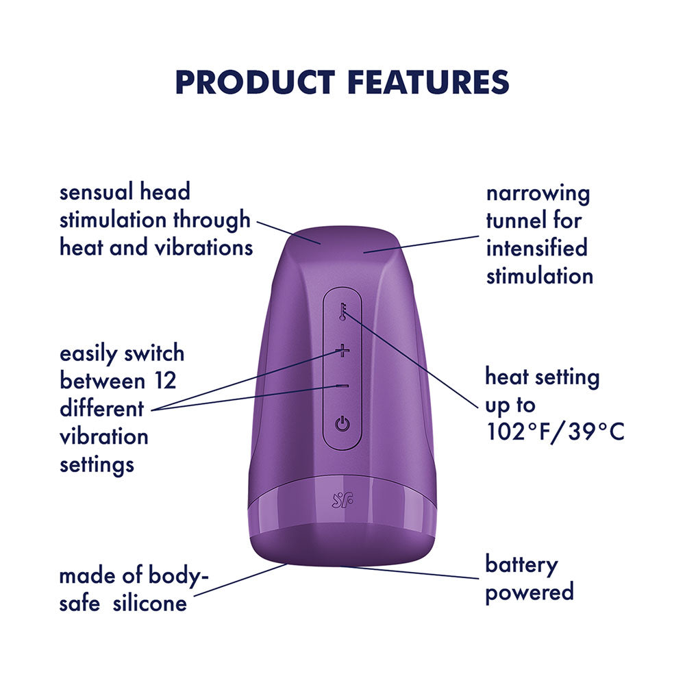 Satisfyer Men Heat Vibration Battery Series Purple Heating And Vibrating Masturbator