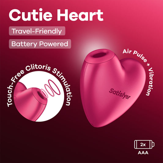 Satisfyer Cutie Heart Battery Operated Pink Air Pulsation Stimulator With Vibration