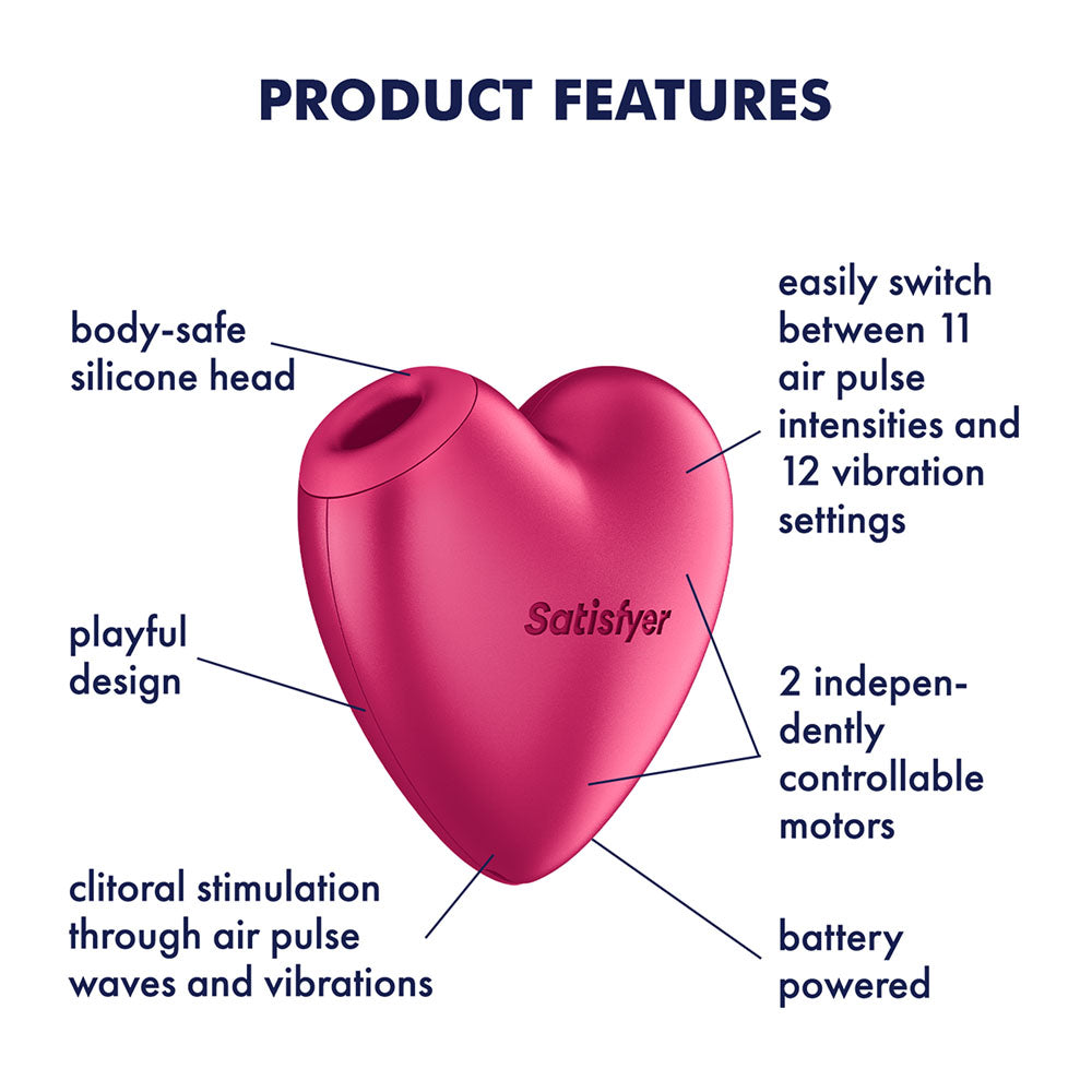 Satisfyer Cutie Heart Battery Operated Pink Air Pulsation Stimulator With Vibration