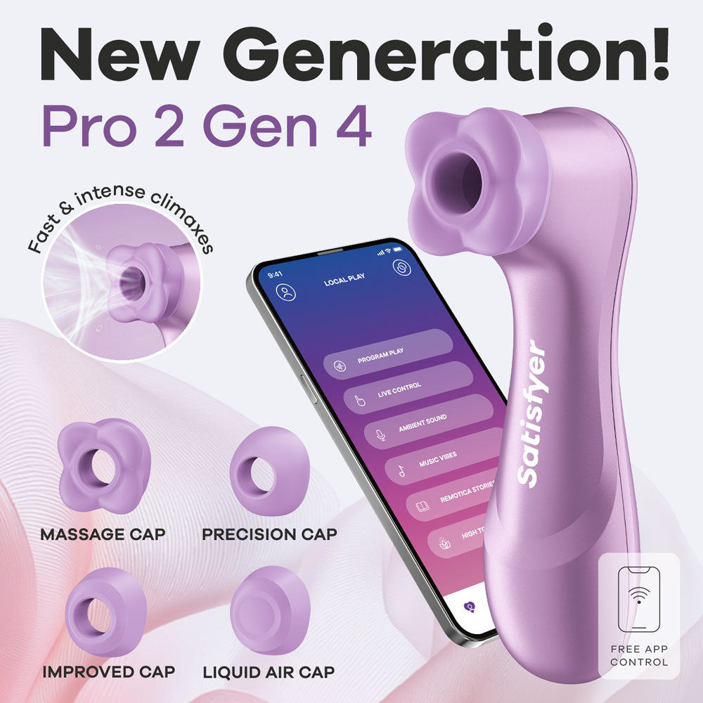 Satisfyer Pro 2 Generation 4 Amethyst Amethyst Touch Free Usb C Rechargeable Clitoral Stimulator With App Control