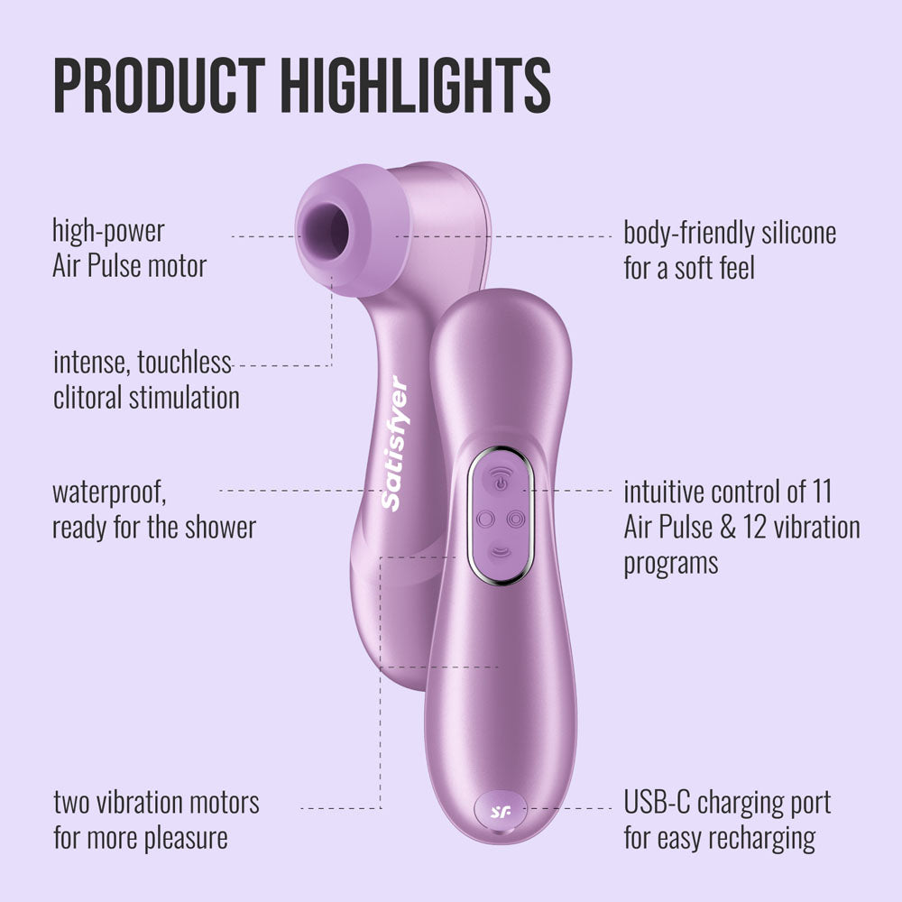 Satisfyer Pro 2 Generation 4 Amethyst Amethyst Touch Free Usb C Rechargeable Clitoral Stimulator With App Control