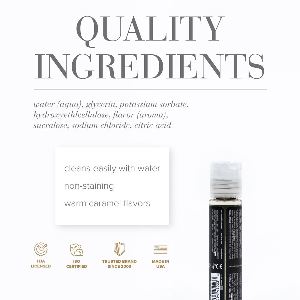 Jo Gelato Salted Caramel Lube 30 M L Salted Caramel Flavoured Water Based Lubricant 30 Ml Bottle