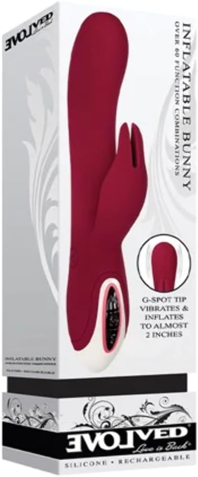 Evolved Inflatable Bunny - Burgundy 22.6 cm USB Rechargeable Inflatable Rabbit Vibrator