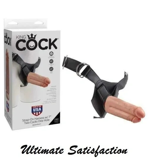 King Cock Strap-On Harness with 7'' Two Cocks One Hole