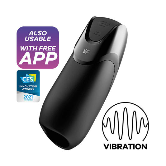Satisfyer Men Vibration+ Black Usb Rechargeable Masturbator With App Control