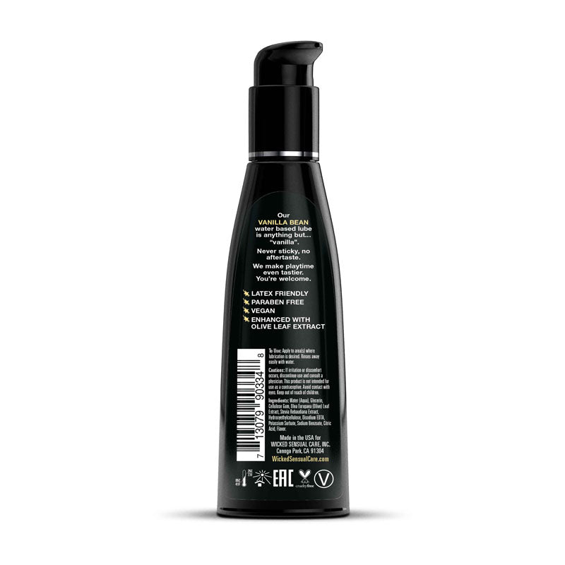 Wicked Aqua Vanilla Bean Vanilla Bean Flavoured Water Based Lubricant 120 Ml (4 Oz) Bottle