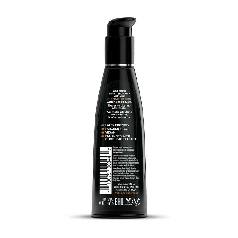 Wicked Aqua Cinnamon Bun Cinnamon Bun Flavoured Water Based Lubricant 120 Ml (4 Oz) Bottle