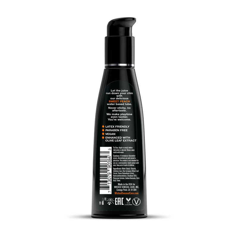 Wicked Aqua Sweet Peach Sweet Peach Flavoured Water Based Lubricant 120 Ml (4 Oz) Bottle