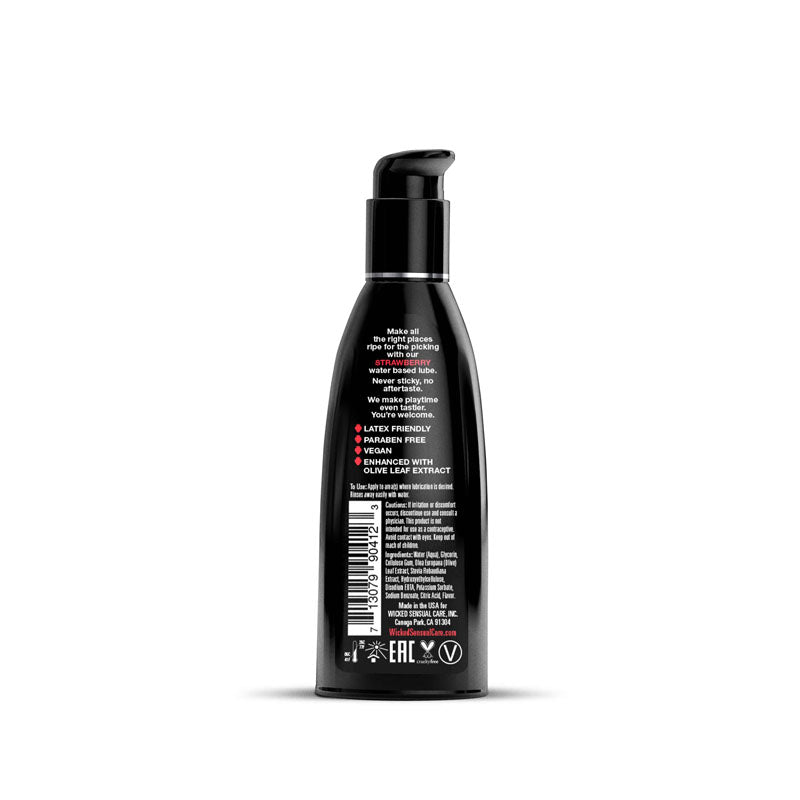 Wicked Aqua Strawberry Strawberry Flavoured Water Based Lubricant 60 Ml (2 Oz) Bottle