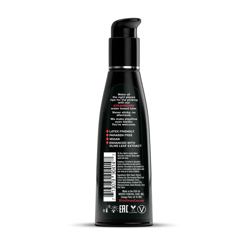 Wicked Aqua Strawberry Strawberry Flavoured Water Based Lubricant 120 Ml (4 Oz) Bottle