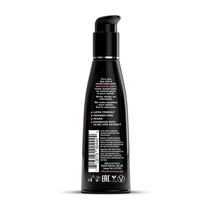 Wicked Aqua Birthday Cake Birthday Cake Flavoured Water Based Lubricant 120 Ml (4 Oz) Bottle