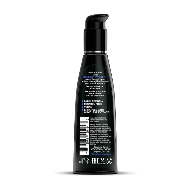 Wicked Aqua Blueberry Muffin Blueberry Muffin Flavoured Water Based Lubricant 120 Ml (4 Oz) Bottle