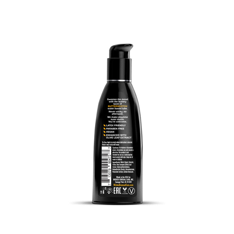Wicked Aqua Butterscotch Butterscotch Flavoured Water Based Lubricant 60 Ml (2 Oz) Bottle