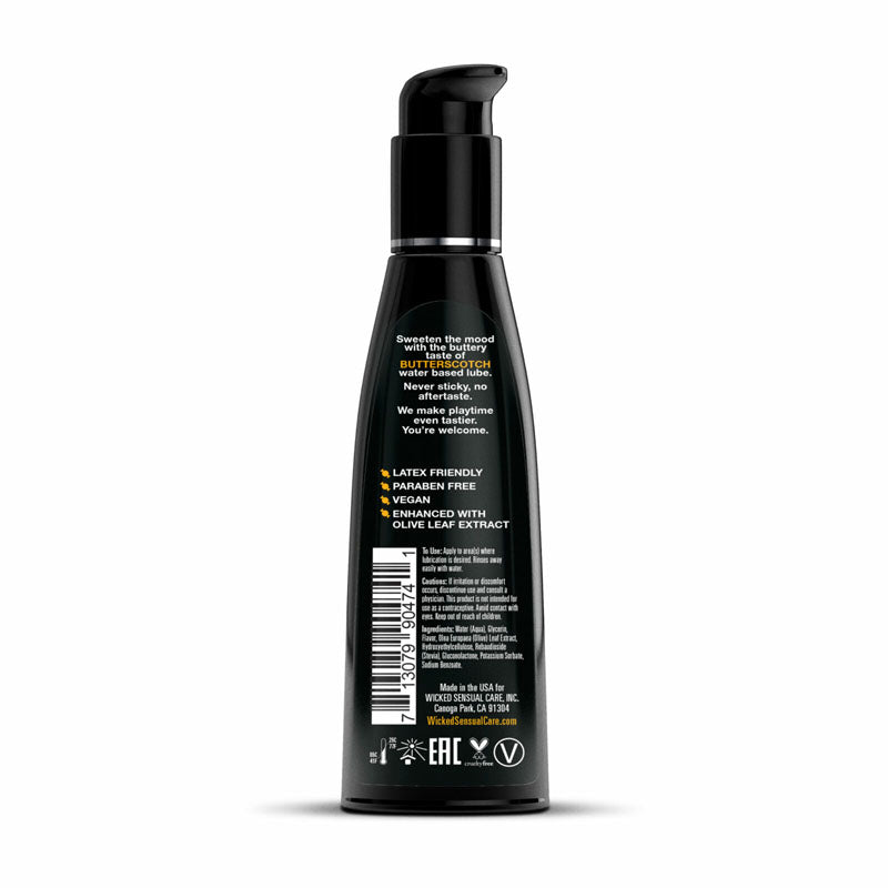 Wicked Aqua Butterscotch Butterscotch Flavoured Water Based Lubricant 120 Ml (4 Oz) Bottle