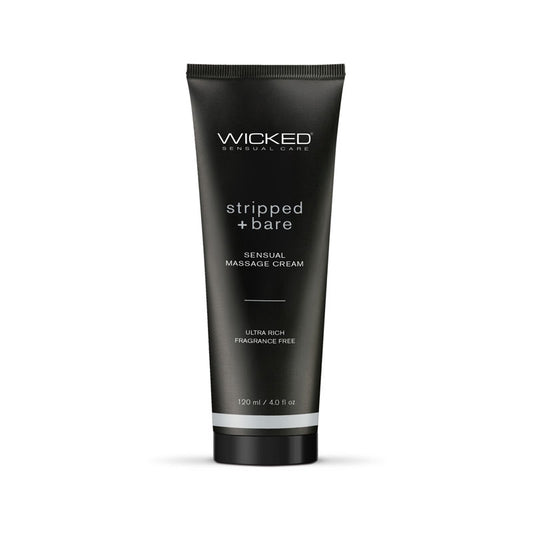 Wicked Stripped + Bare Sensual Massage Cream Unscented Massage Cream 120 Ml Tube
