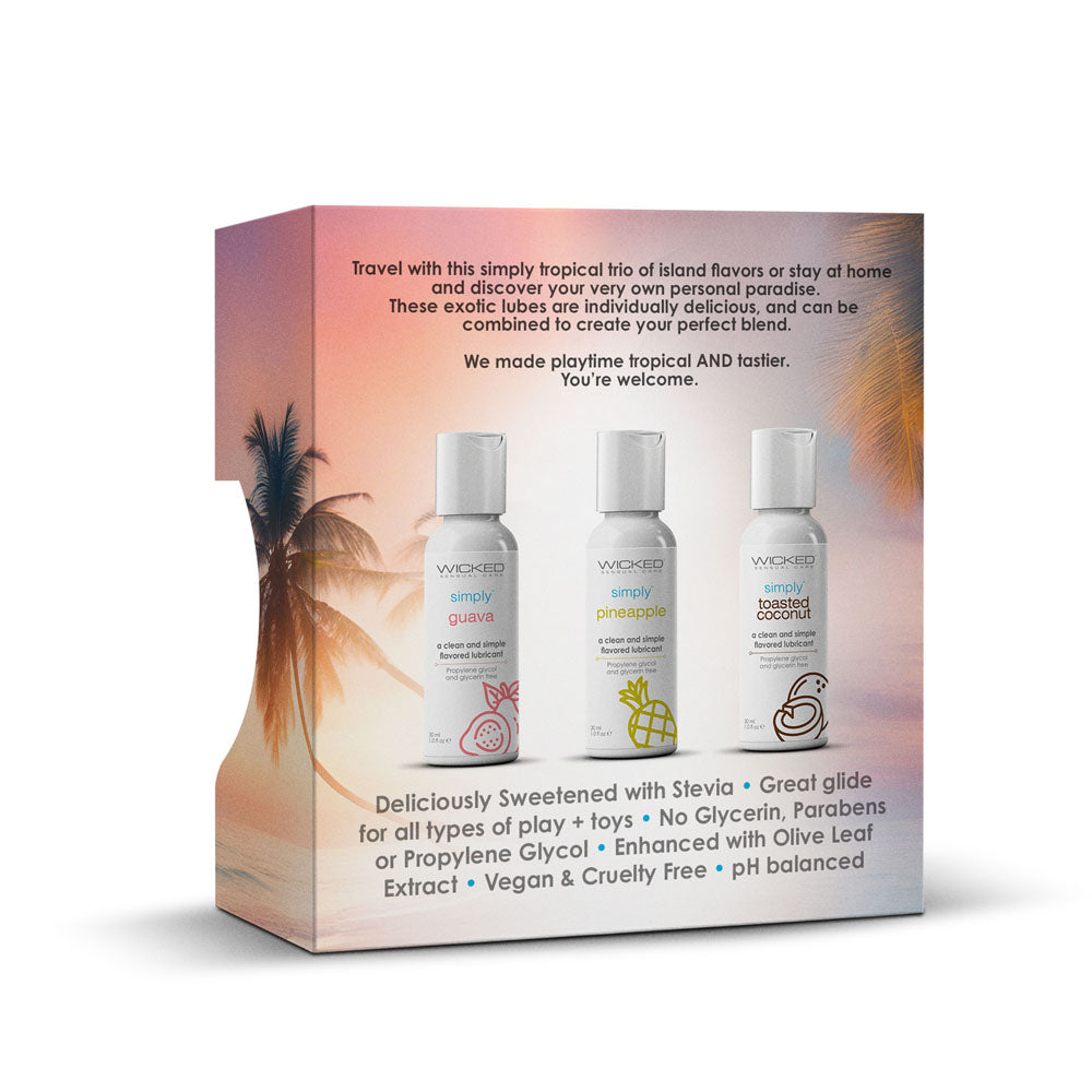Wicked Simply Tropical Trio Flavoured Water Based Lubricants Set Of 3 X 30 Ml Bottles