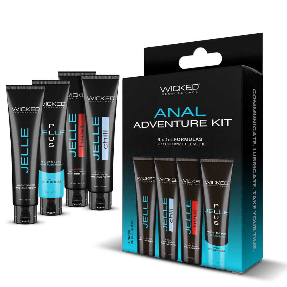 Wicked Anal Adventure Kit Mixed Jelle Anal Lubricants 30 Ml Bottles 4 Pack