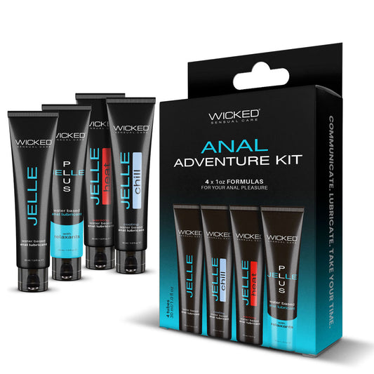 Wicked Anal Adventure Kit Mixed Jelle Anal Lubricants 30 Ml Bottles 4 Pack