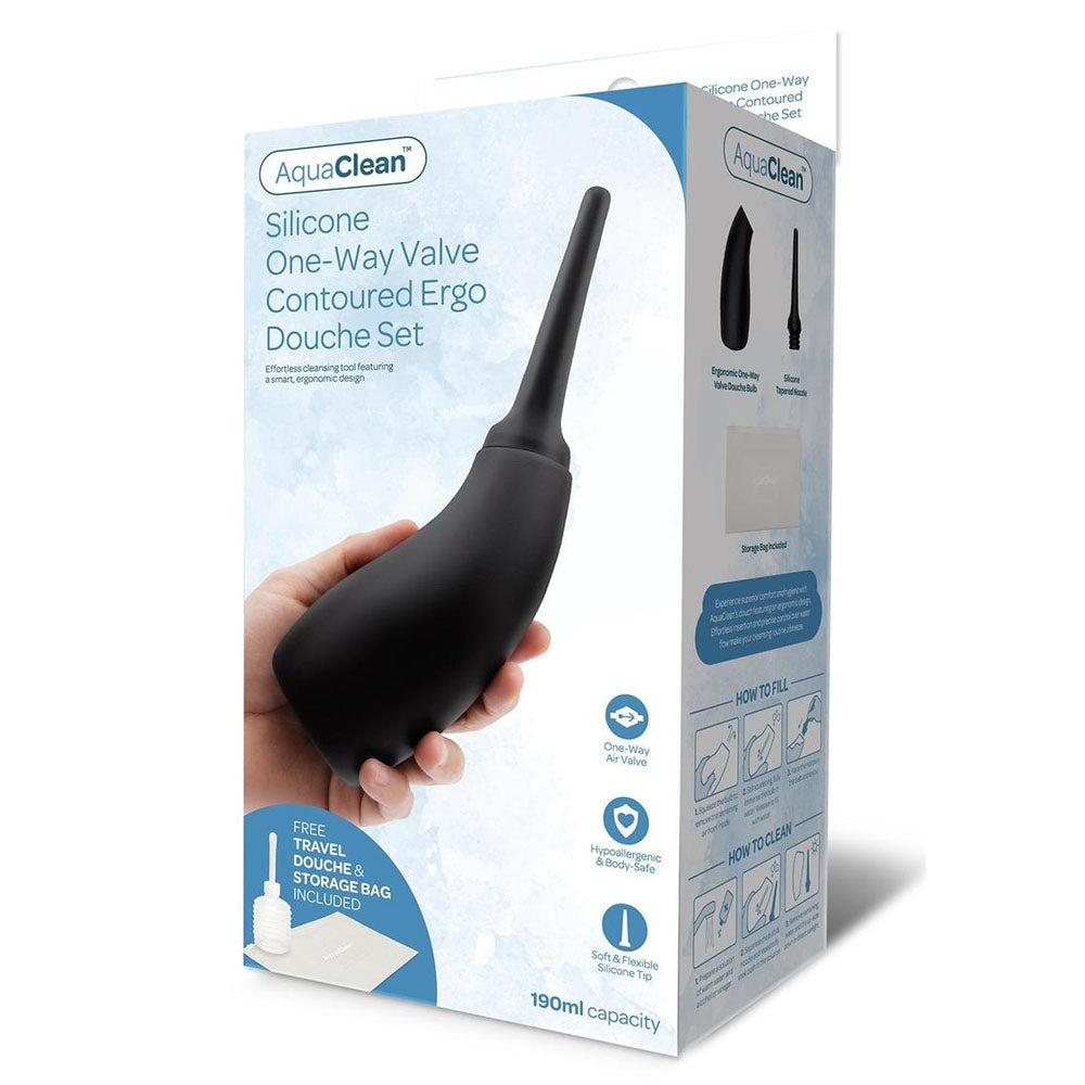 Aqua Clean Silicone 1 Way Valve Contoured Ergo Douche Set 190 Ml Capacity With Free Travel Douche Included