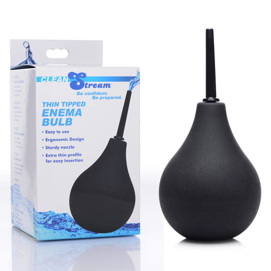 Clean Stream Thin Tip Silicone Enema Bulb Black Unisex Douche