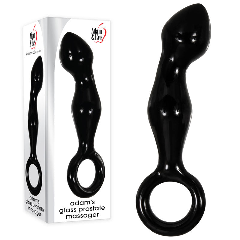 Adam & Eve Adams Glass Prostate Massager Black Glass 16.6 Cm Prostate Massager