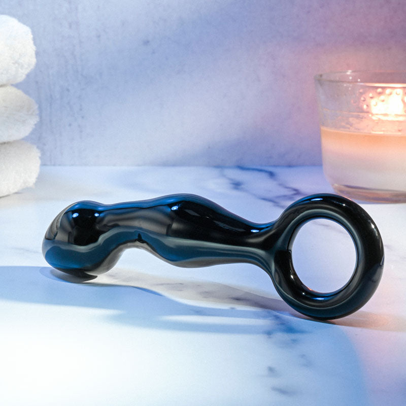 Adam & Eve Adams Glass Prostate Massager Black Glass 16.6 Cm Prostate Massager