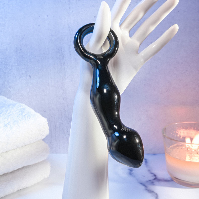 Adam & Eve Adams Glass Prostate Massager Black Glass 16.6 Cm Prostate Massager