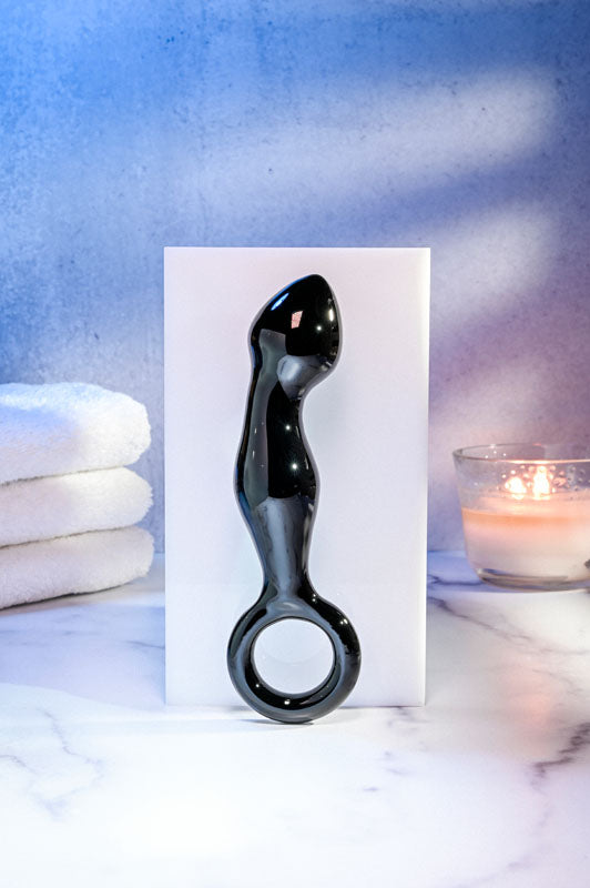 Adam & Eve Adams Glass Prostate Massager Black Glass 16.6 Cm Prostate Massager