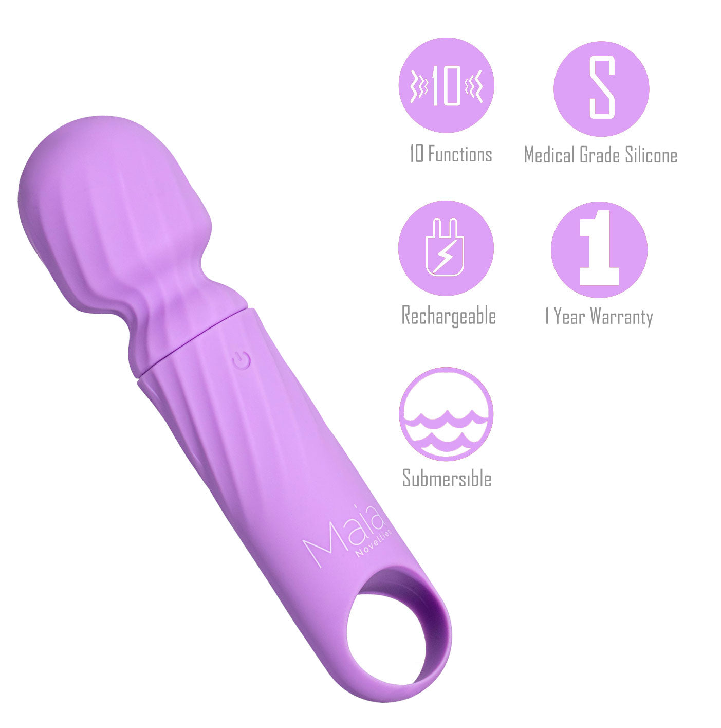 Maia Dolly Purple Purple 12.7 Cm Usb Rechargeable Massage Wand
