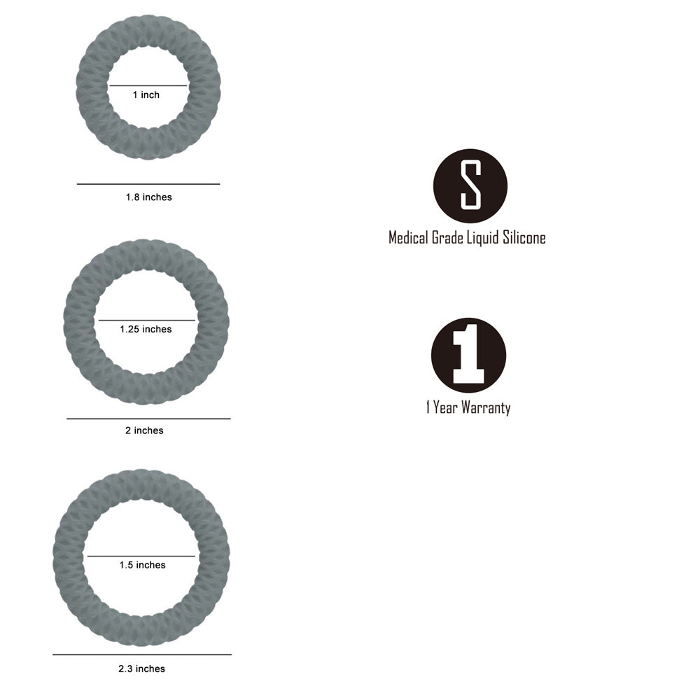 Maia Onyx Grey Cock Ring Set Set Of 3 Sizes