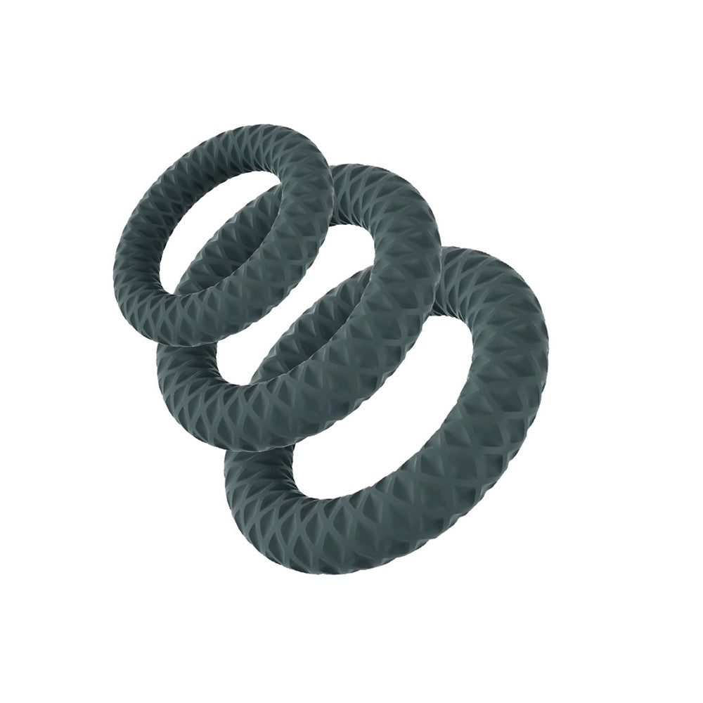 Maia Onyx Grey Cock Ring Set Set Of 3 Sizes
