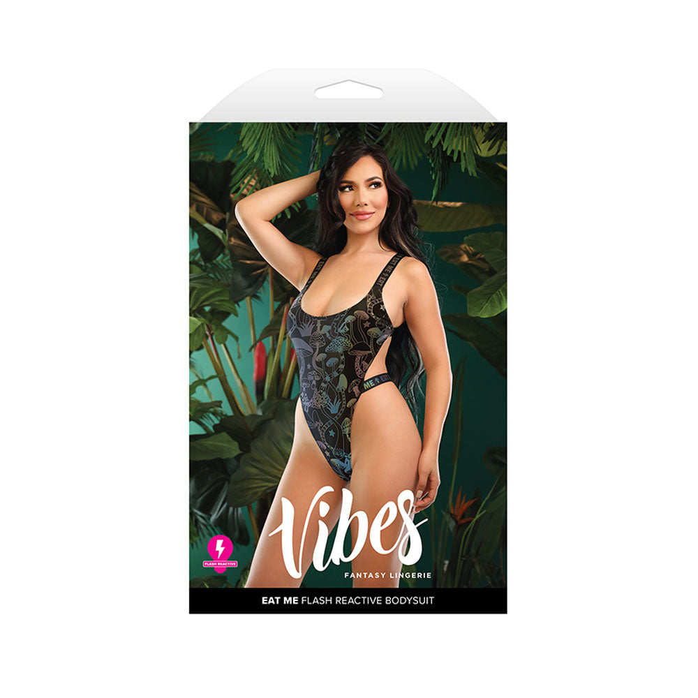 Vibes Eat Me Flash Reactive Bodysuit M/L Black M/L Size