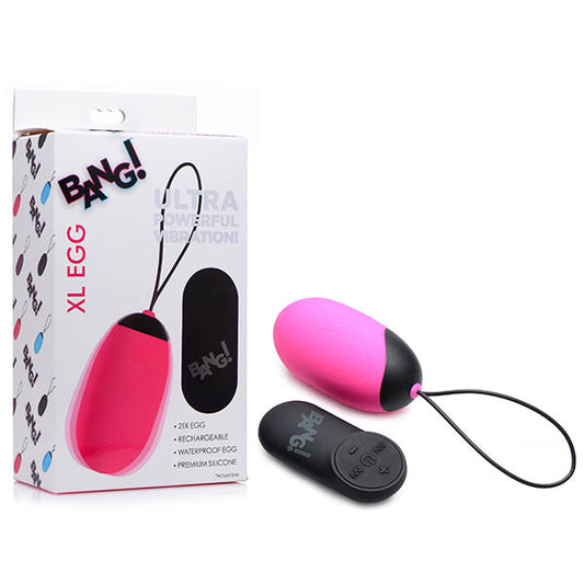 Bang! Xl Silicone Vibrating Egg Pink Xl Usb Rechargeable Egg With Wireless Remote
