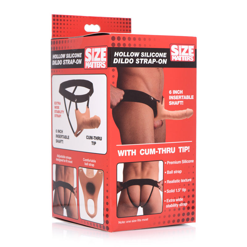Size Matters Silicone Dildo Strap On Flesh 15.2 Cm Hollow Strap On