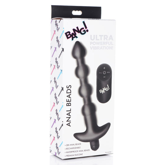Bang! Vibrating Anal Beads Black 19 Cm Usb Rechargeable Anal Beads With Wireless Remote