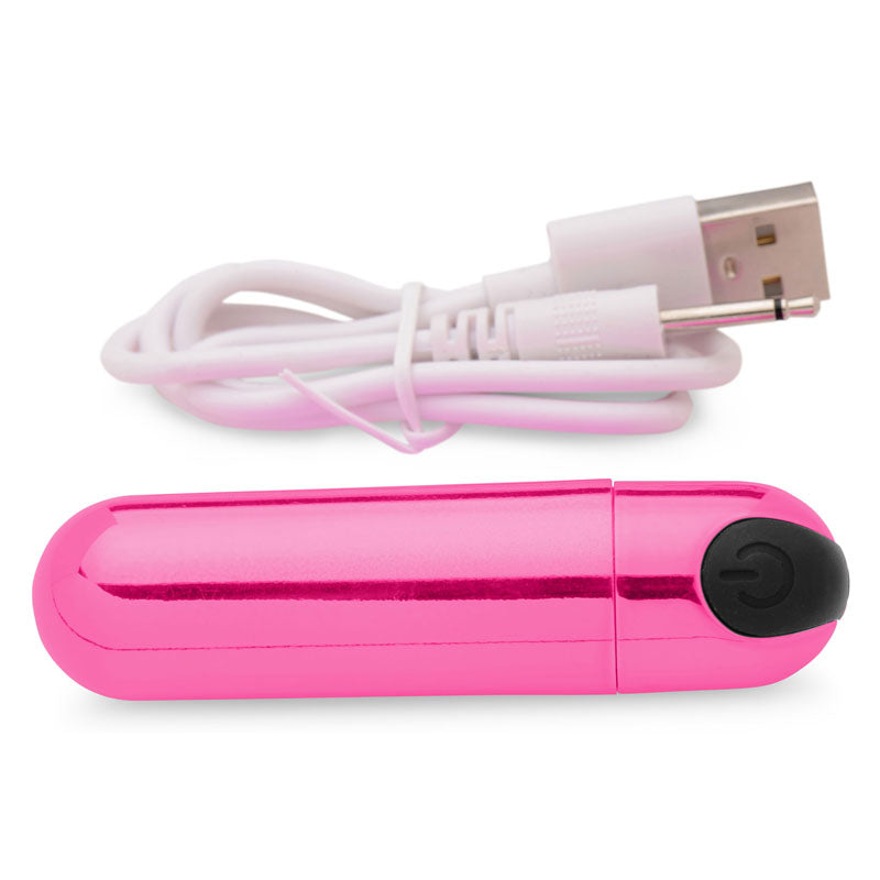 Bang! 10 X Vibrating Metallic Bullet Pink Usb Rechargeable Bullet