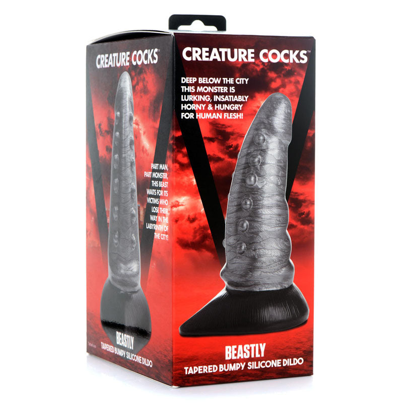 Creature Cocks Beastly Tapered Bumpy Silicone Dildo Silver 21 Cm Bumpy Dildo