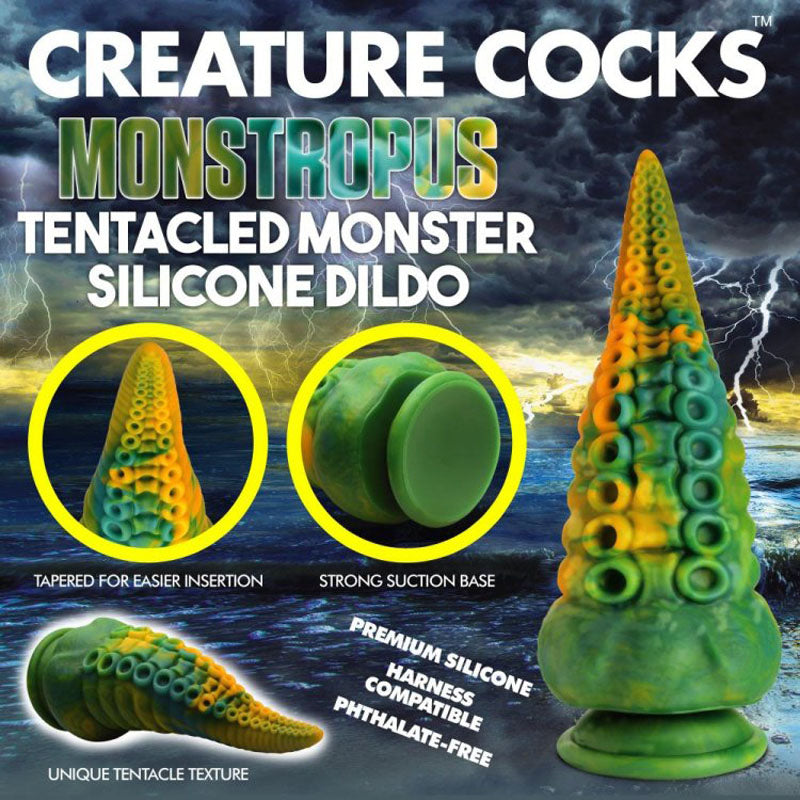 Creature Cocks Monstropus Tentacled Monster Silicone Dildo Green/Yellow 21.6 Cm Fantasy Dildo