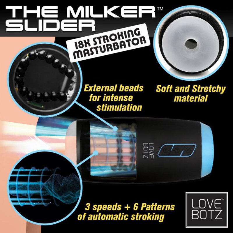 Love Botz The Milker Slider 18 X Stroking Masturbator Usb Rechargeable Stroking Masturbator