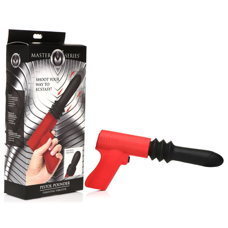 Master Series Pistol Pounder Thrusting Vibrator Black/Red Thrusting Vibrator With Gun Handle