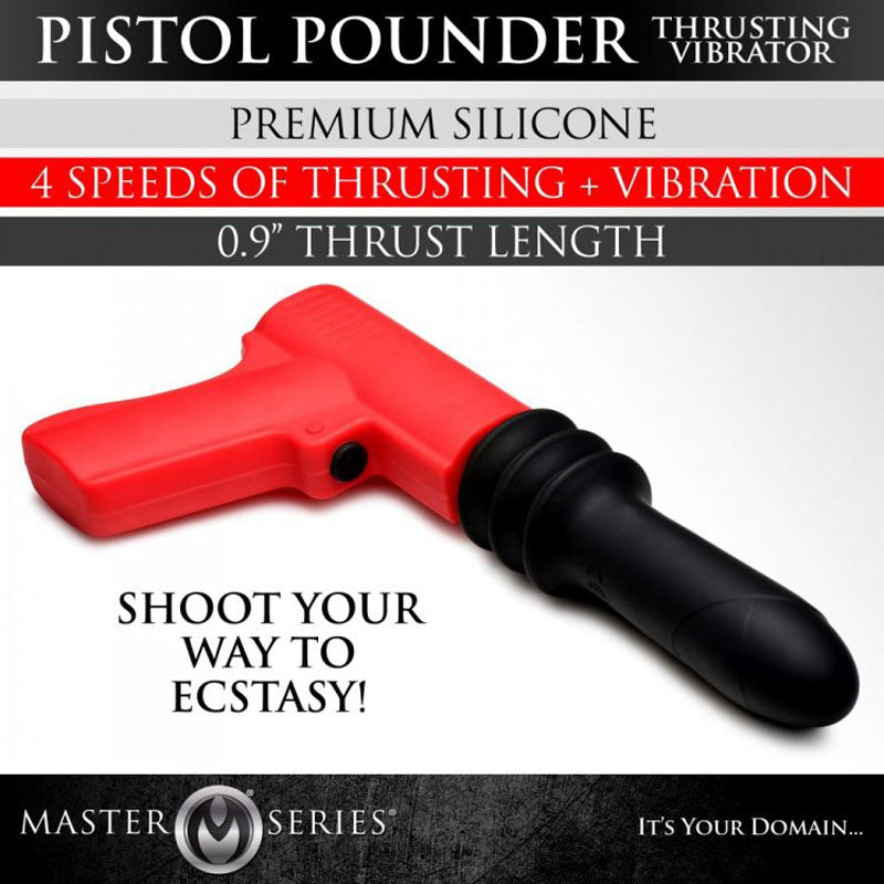 Master Series Pistol Pounder Thrusting Vibrator Black/Red Thrusting Vibrator With Gun Handle