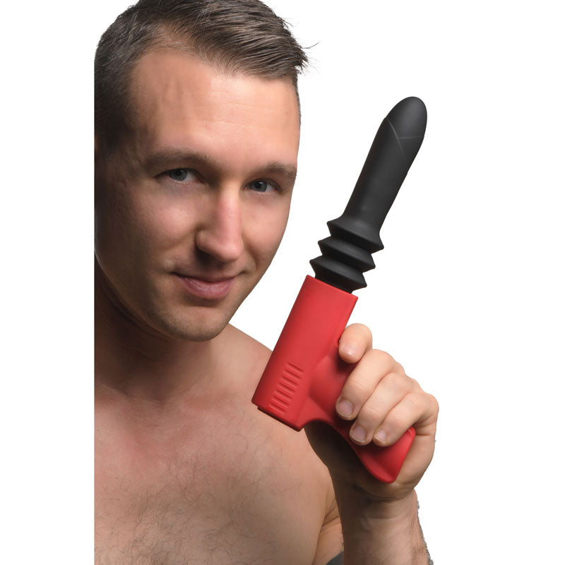 Master Series Pistol Pounder Thrusting Vibrator Black/Red Thrusting Vibrator With Gun Handle