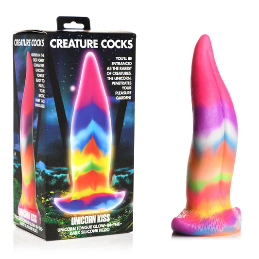 Creature Cocks Unicorn Kiss Silicone Dildo Coloured 21.4 Cm Fantasy Unicorn Tongue Dildo