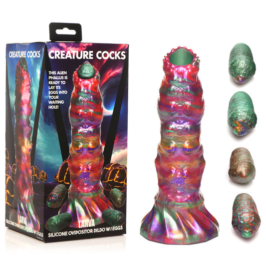 Creature Cocks Larva Silicone Dildo Coloured 22.9 Cm Fantasy Dildo With Eggs