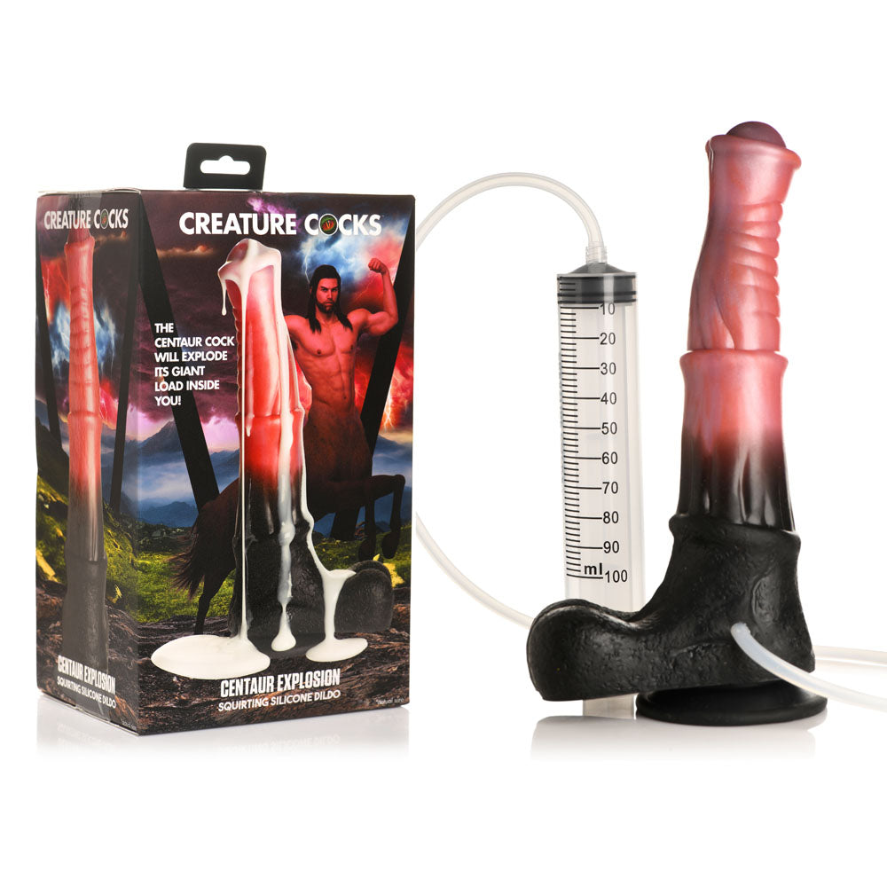 Creature Cocks Centaur Explosion Pink/Black 24.5 Cm Squirting Fantasy Dildo