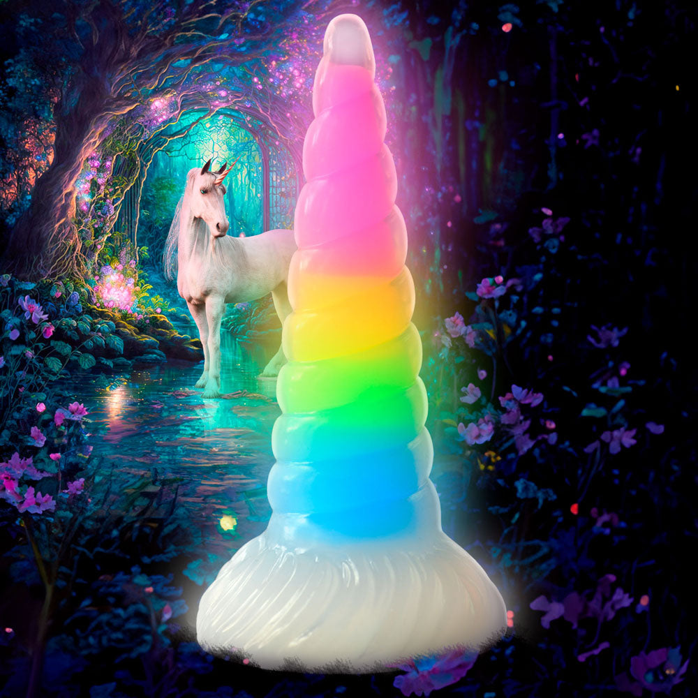 Creature Cocks Uni Glow Glow In Dark Rainbow 19.5 Cm Unicorn Fantasy Dildo