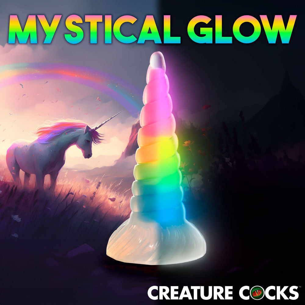 Creature Cocks Uni Glow Glow In Dark Rainbow 19.5 Cm Unicorn Fantasy Dildo