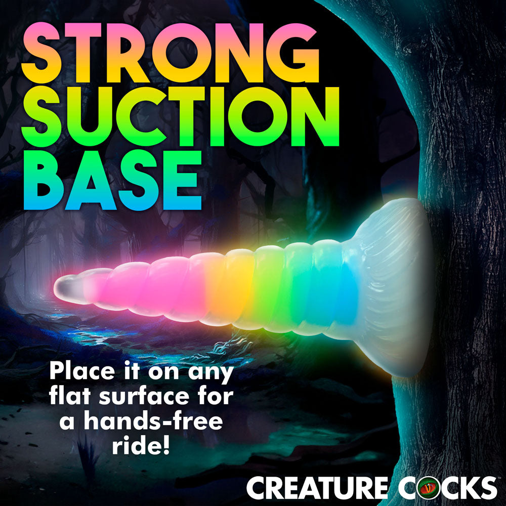 Creature Cocks Uni Glow Glow In Dark Rainbow 19.5 Cm Unicorn Fantasy Dildo