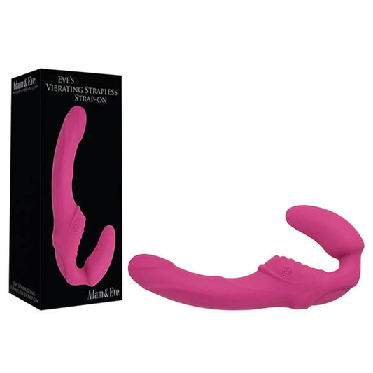 Adam & Eve Eve's Vibrating Strapless Strap On Pink 22 Cm (8.75'') Usb Rechargeable Strapless Strap On