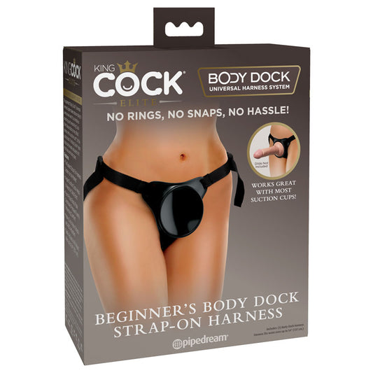 King Cock Elite Beginner's Body Dock Strap On Harness Black Adjustable Strap On Harness (No Probe Included)